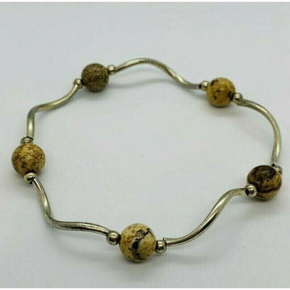 Los Angeles Boutique Sandstone Jasper Elastic Stretch Bracelet NEW Boho Bangle - Picture 1 of 3